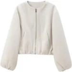 UrbanJax Beige Women’s Cropped Bomber Jacket