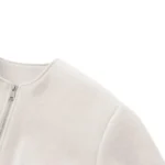 UrbanJax Beige Women’s Cropped Bomber Jacket - Image 3