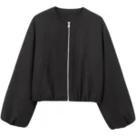 UrbanJax Black Women’s Cropped Bomber Jacket