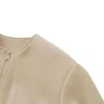 UrbanJax Khaki Women’s Cropped Bomber Jacket - Image 3