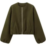 UrbanJax Green Women’s Cropped Bomber Jacket