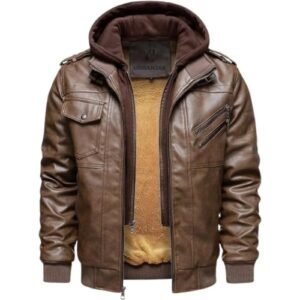UrbanJax Men's Dark Brown Genuine Leather Café Racer Jacket